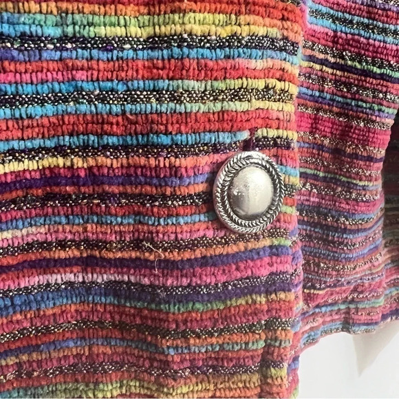 Tantrums Corded Womens Jacket Large Colorful Vintage Striped Button Southwestern - Picture 7 of 8